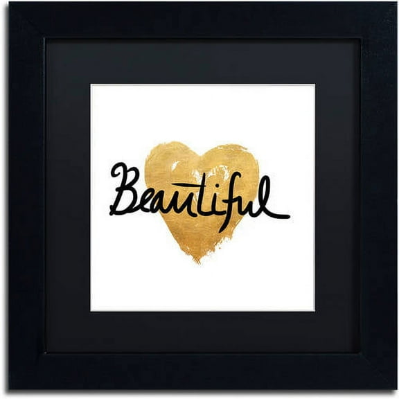 Trademark Fine Art "Beautiful On White" Canvas Art by Lisa Powell Braun, Black Matte, Black Frame