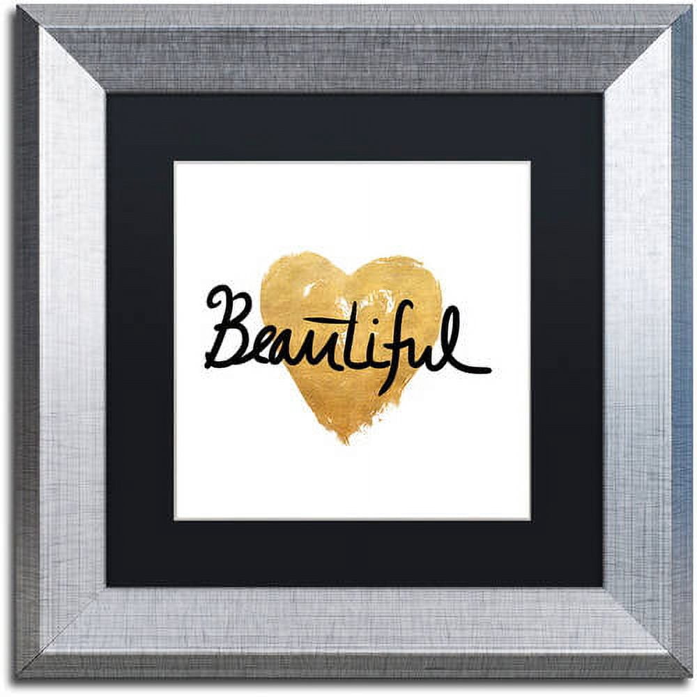 Trademark Fine Art "Beautiful On White" Canvas Art by Lisa Powell Braun, Black Matte, Silver Frame