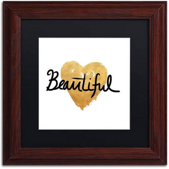 Trademark Fine Art "Beautiful On White" Canvas Art by Lisa Powell Braun, Black Matte, Wood Frame