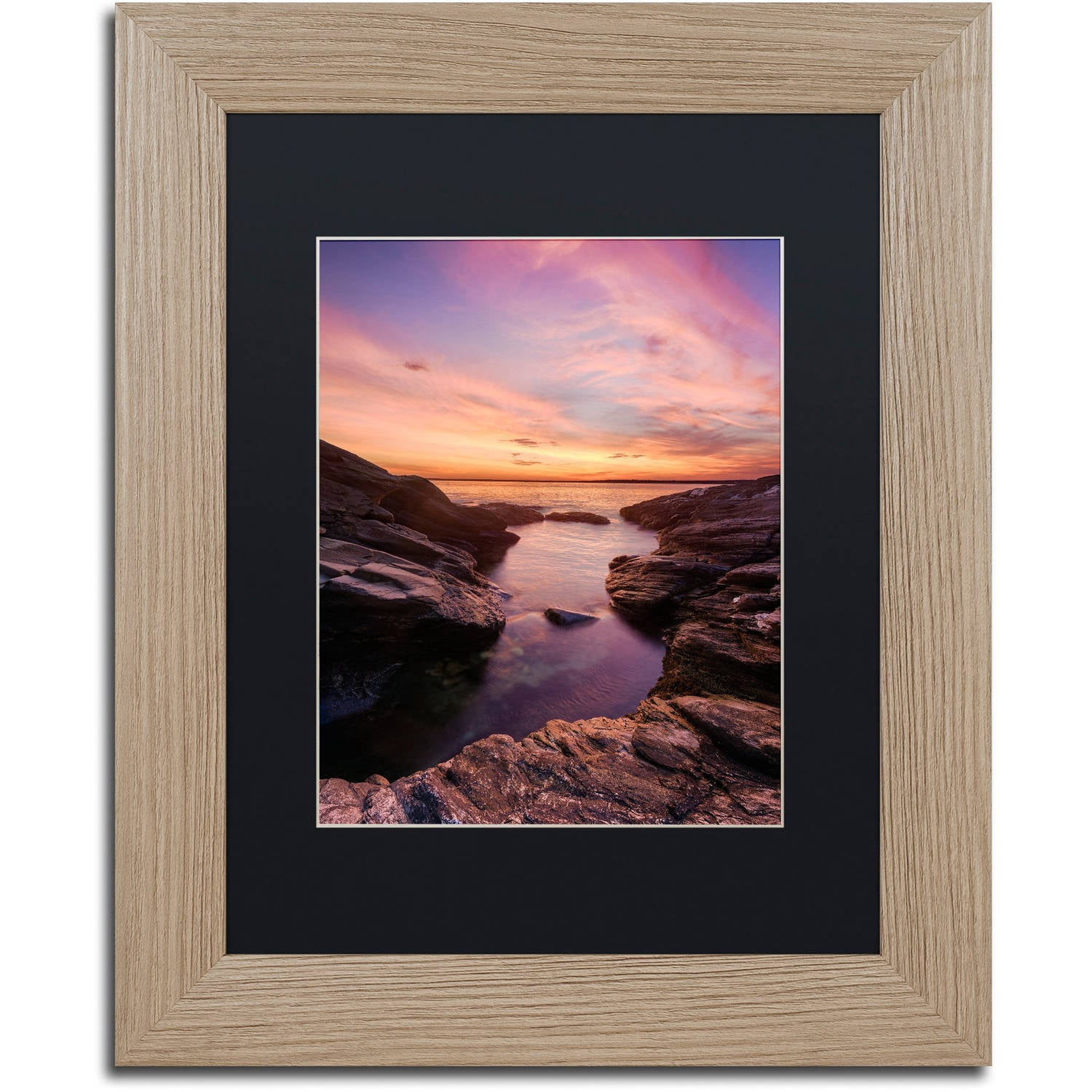 Trademark Fine Art "Beavertail Sunset" Canvas Art by Michael Blanchette Photography Black Matte, Birch Frame
