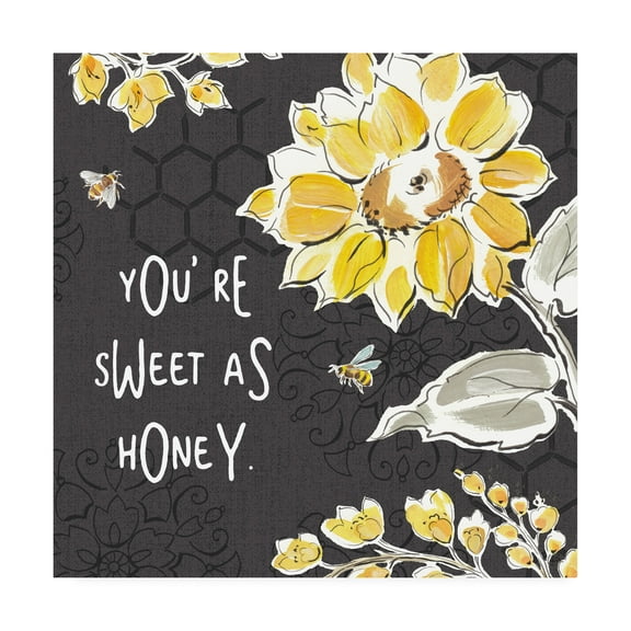 Trademark Fine Art 'Bee Happy III Black' Canvas Art by Daphne Brissonnet