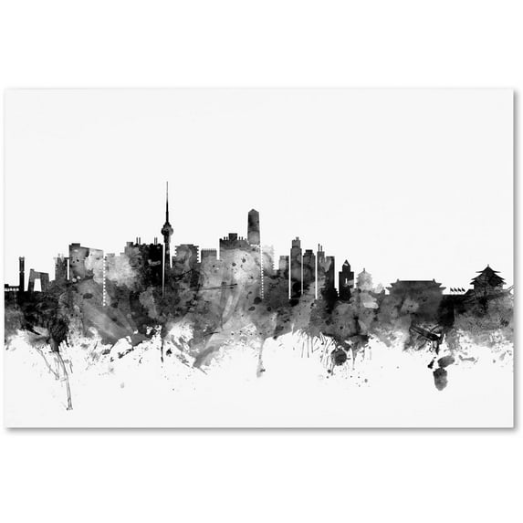 Trademark Fine Art "Beijing China Skyline B&W" Canvas Art by Michael Tompsett