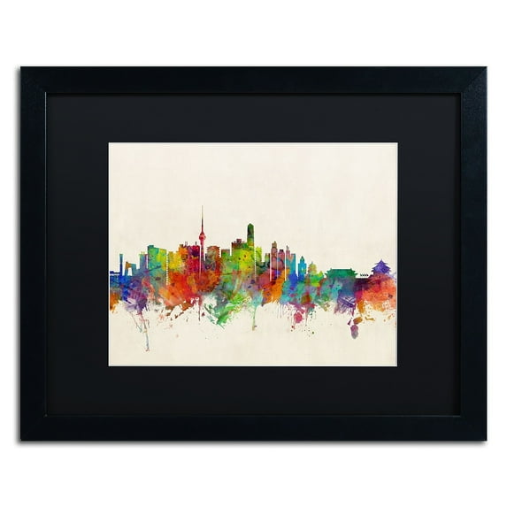 Trademark Fine Art 'Beijing China Skyline' Canvas Art by Michael Tompsett, Black Matte, Black Frame