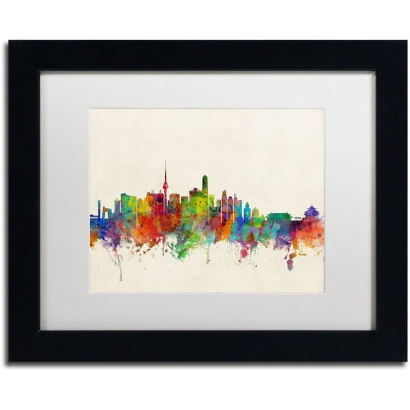 Trademark Fine Art 'Beijing China Skyline' Canvas Art by Michael Tompsett, White Matte, Black Frame