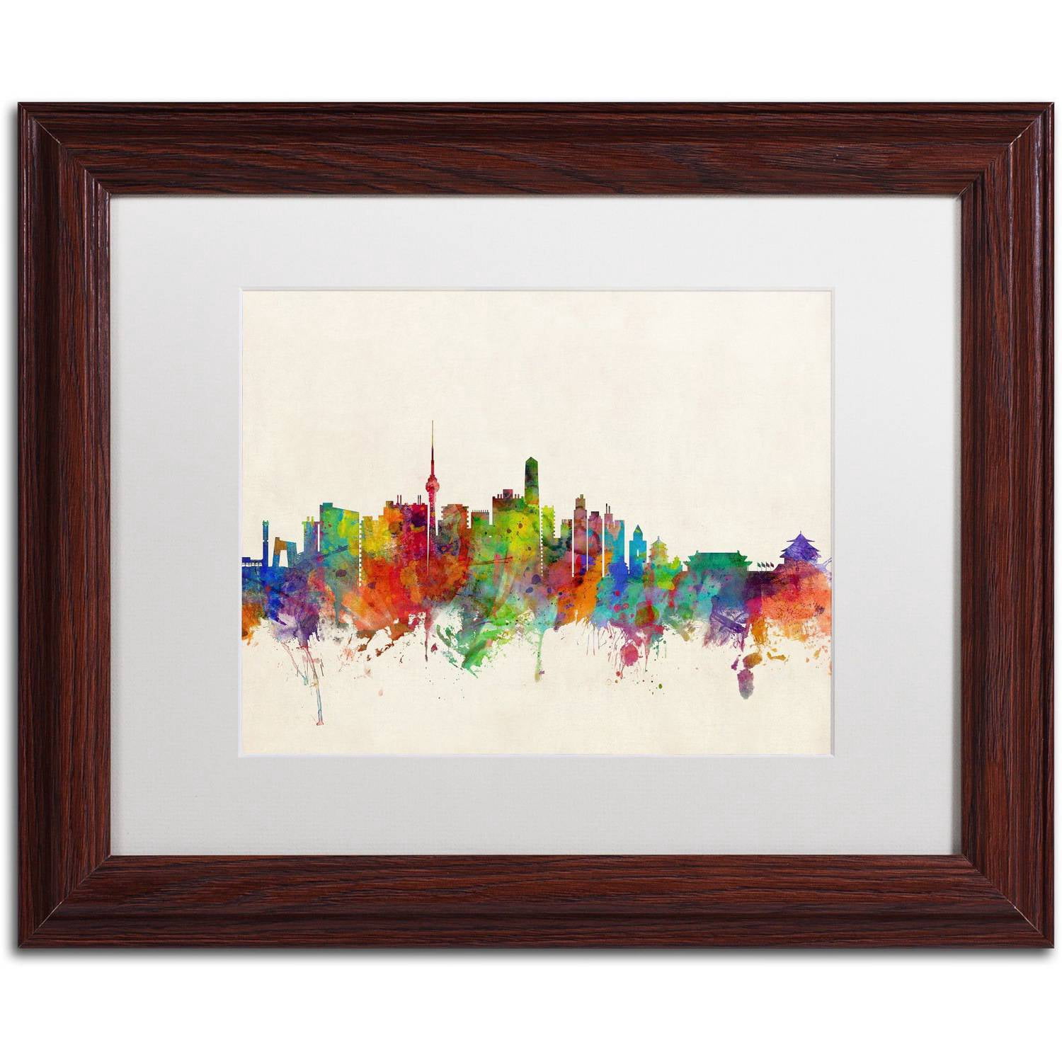 Trademark Fine Art 'Beijing China Skyline' Canvas Art by Michael Tompsett, White Matte, Wood Frame
