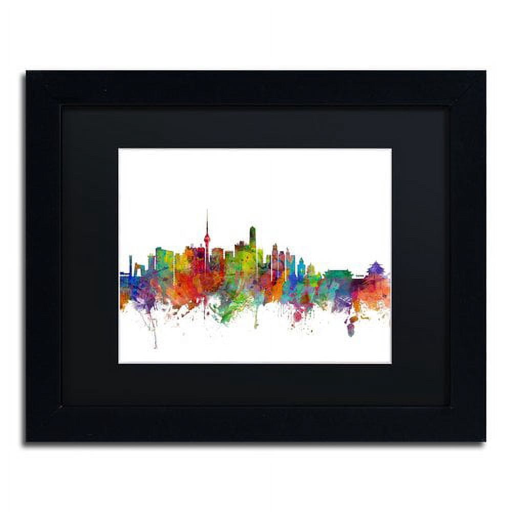 Trademark Fine Art "Beijing China Skyline II" Canvas Art by Michael Tompsett Black Matte, Black Frame