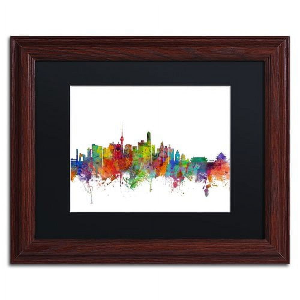 Trademark Fine Art "Beijing China Skyline II" Canvas Art by Michael Tompsett Black Matte, Wood Frame
