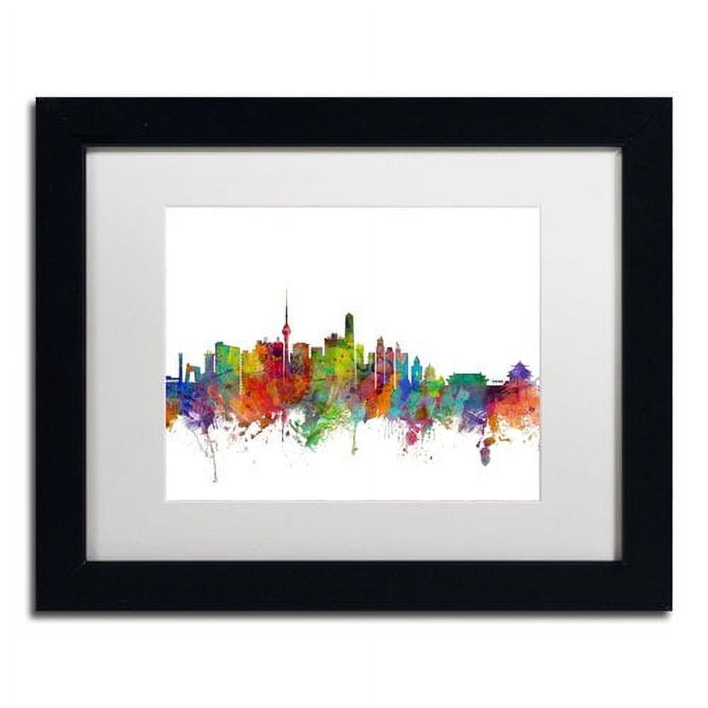 Trademark Fine Art "Beijing China Skyline II" Canvas Art by Michael Tompsett White Matte, Black Frame