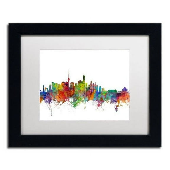 Trademark Fine Art "Beijing China Skyline II" Canvas Art by Michael Tompsett White Matte, Black Frame