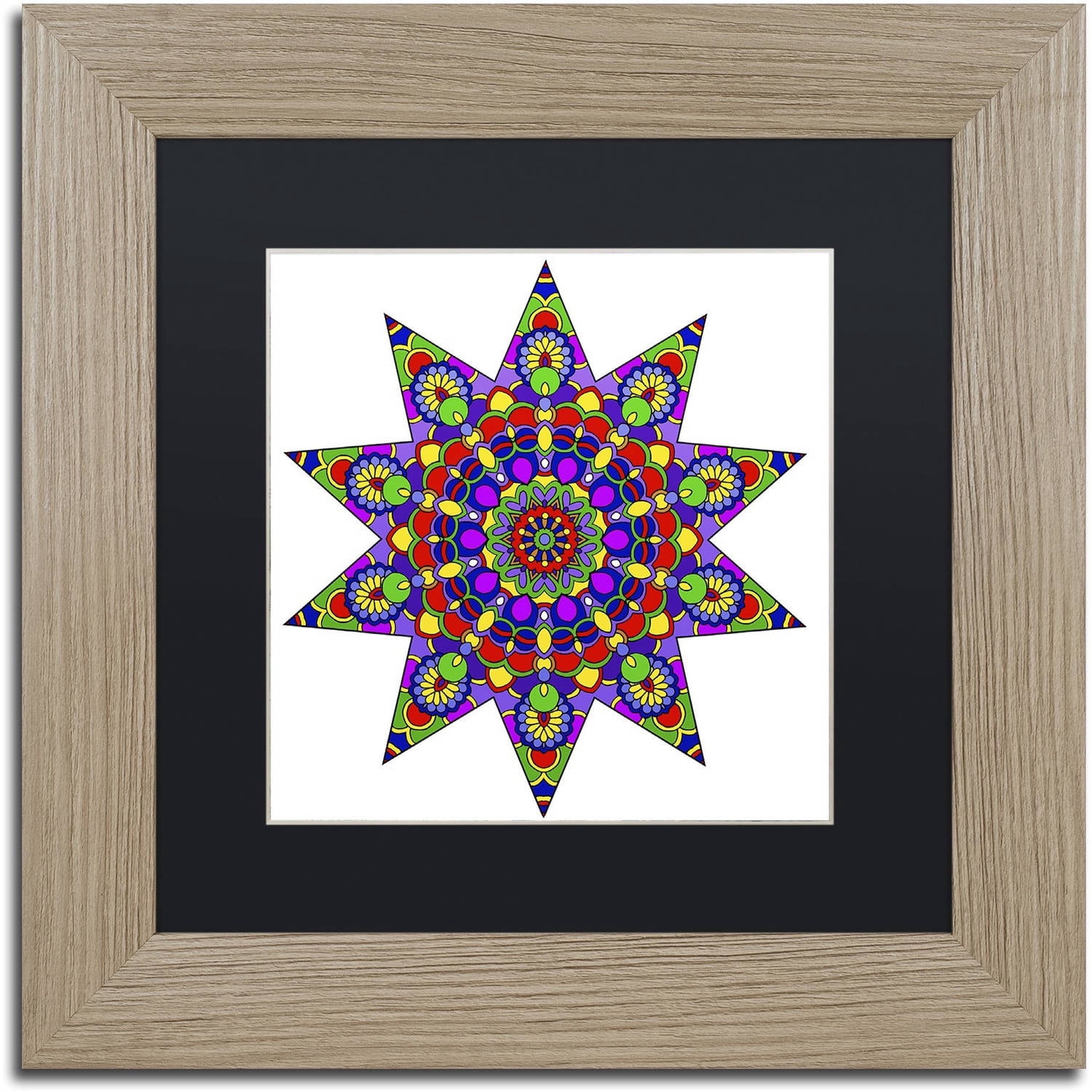 Trademark Fine Art "Being Silly Mandala Colored" Canvas Art by Kathy G. Ahrens, Black Matte, Birch Frame