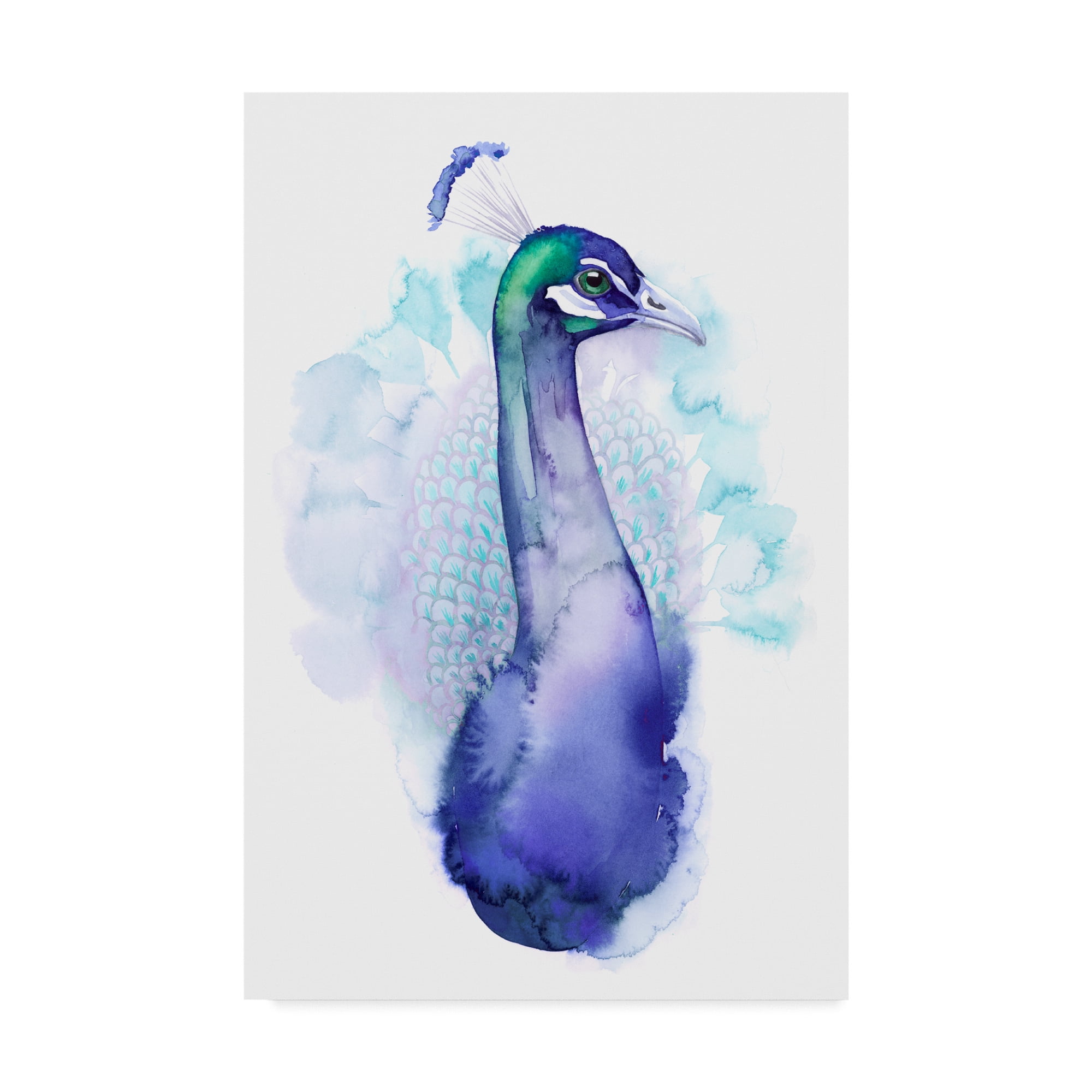 Grace Popp Blue and Purple Peacock Canvas Art 22" x 32"
