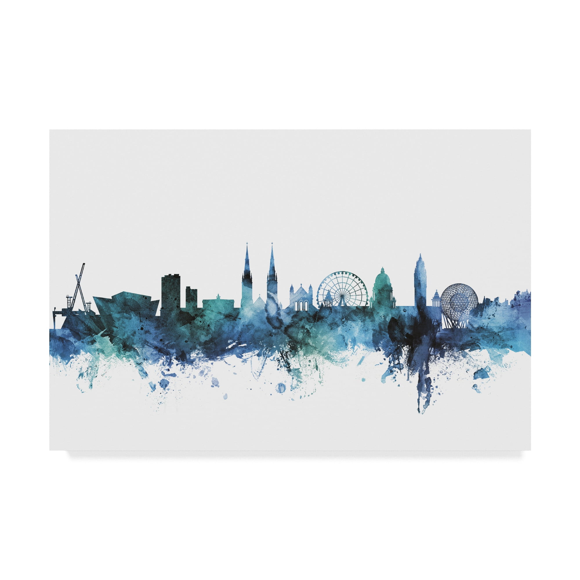 Trademark Fine Art 'Belfast Blue Teal Skyline' Canvas Art by Michael Tompsett
