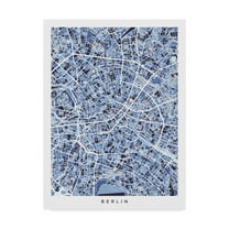 Trademark Fine Art 'Berlin Germany City Map Blue' Canvas Art by Michael Tompsett