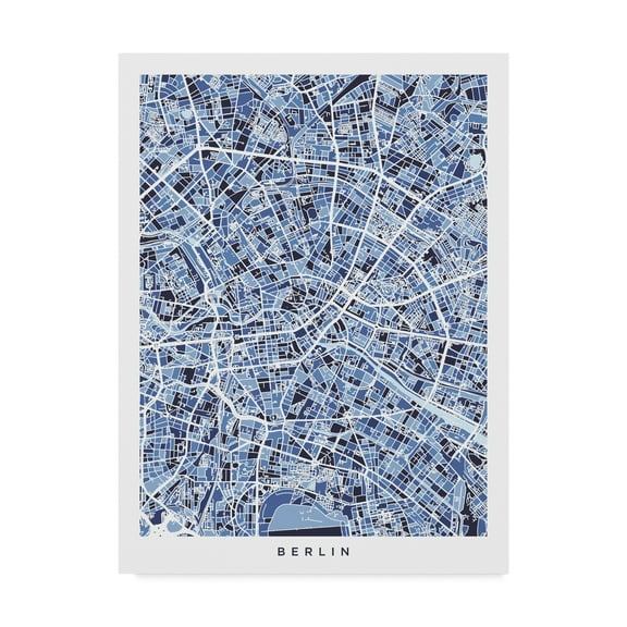 Trademark Fine Art 'Berlin Germany City Map Blue' Canvas Art by Michael Tompsett