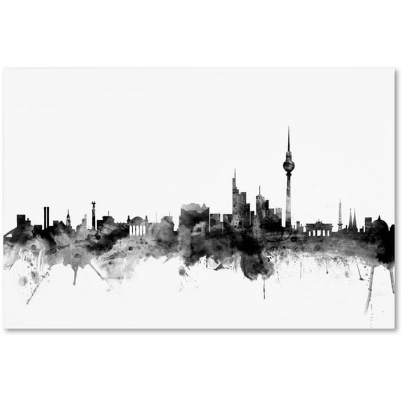 Trademark Fine Art "Berlin Germany Skyline B&W" Canvas Art by Michael Tompsett