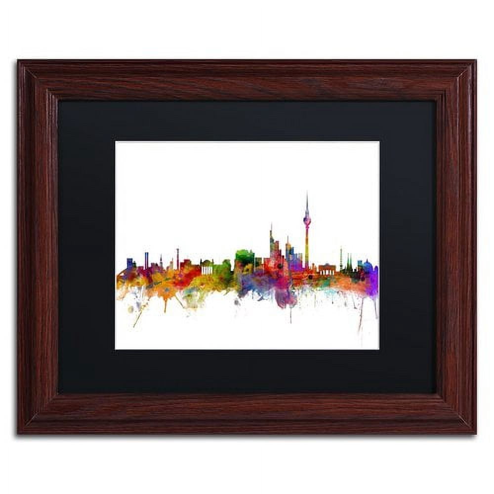 Trademark Fine Art "Berlin Germany Skyline III" Canvas Art by Michael Tompsett Black Matte, Wood Frame