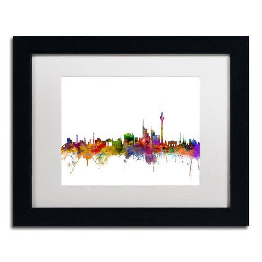 Trademark Fine Art "Berlin Germany Skyline III" Canvas Art by Michael Tompsett White Matte, Black Frame