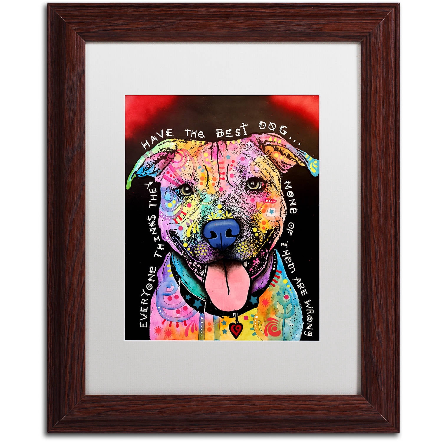 Trademark Fine Art "Best Dog" Canvas Art by Dean Russo, White Matte, Wood Frame