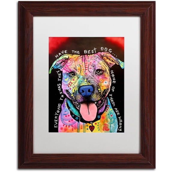 Trademark Fine Art "Best Dog" Canvas Art by Dean Russo, White Matte, Wood Frame