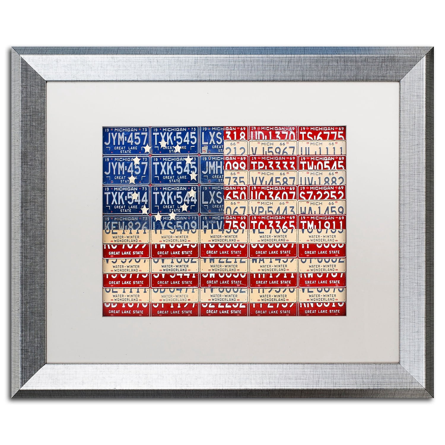 Trademark Fine Art 'Betsy Ross Flag' Canvas Art by Design Turnpike, White Matte, Silver Frame