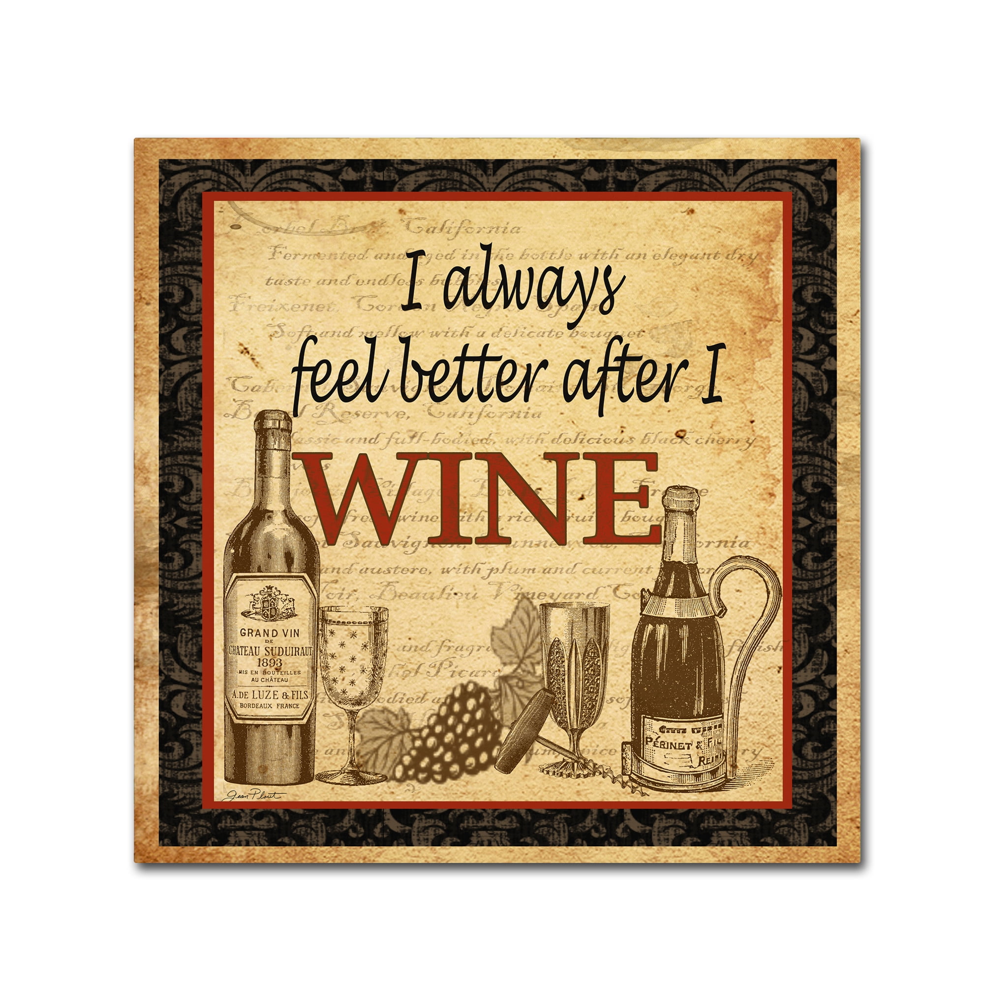 Trademark Fine Art 'Better After Wine' Canvas Art by Jean Plout