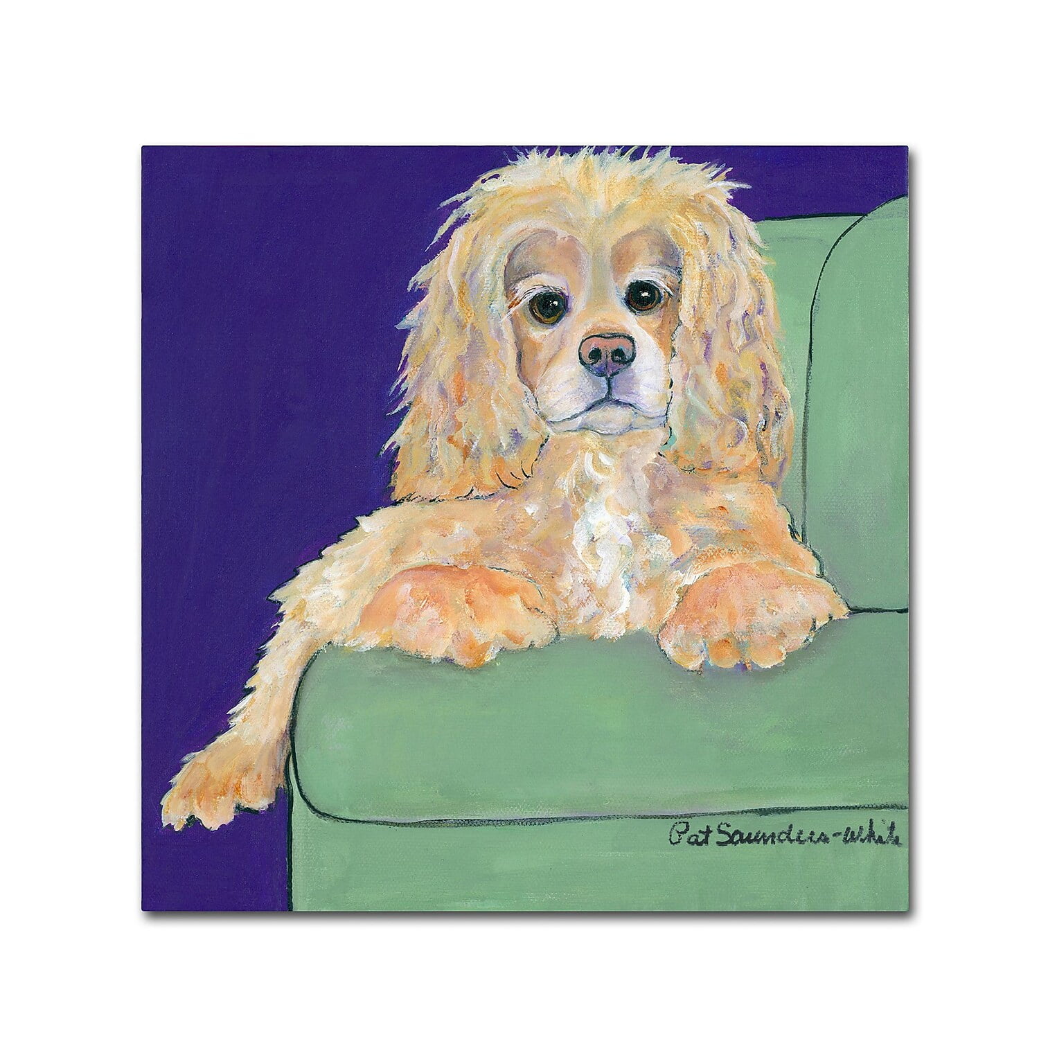 Pat Saunders-White Cocker Spaniel Canvas Art in Green and Purple