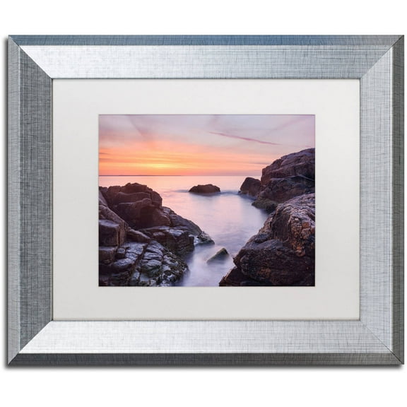 Trademark Fine Art "Between Rocks" Canvas Art by Michael Blanchette Photography White Matte, Silver Frame