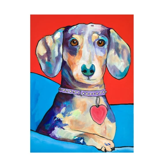 Trademark Fine Art Pat Saunders-White Beverly Dachshund Canvas Wall Art - 14x19
