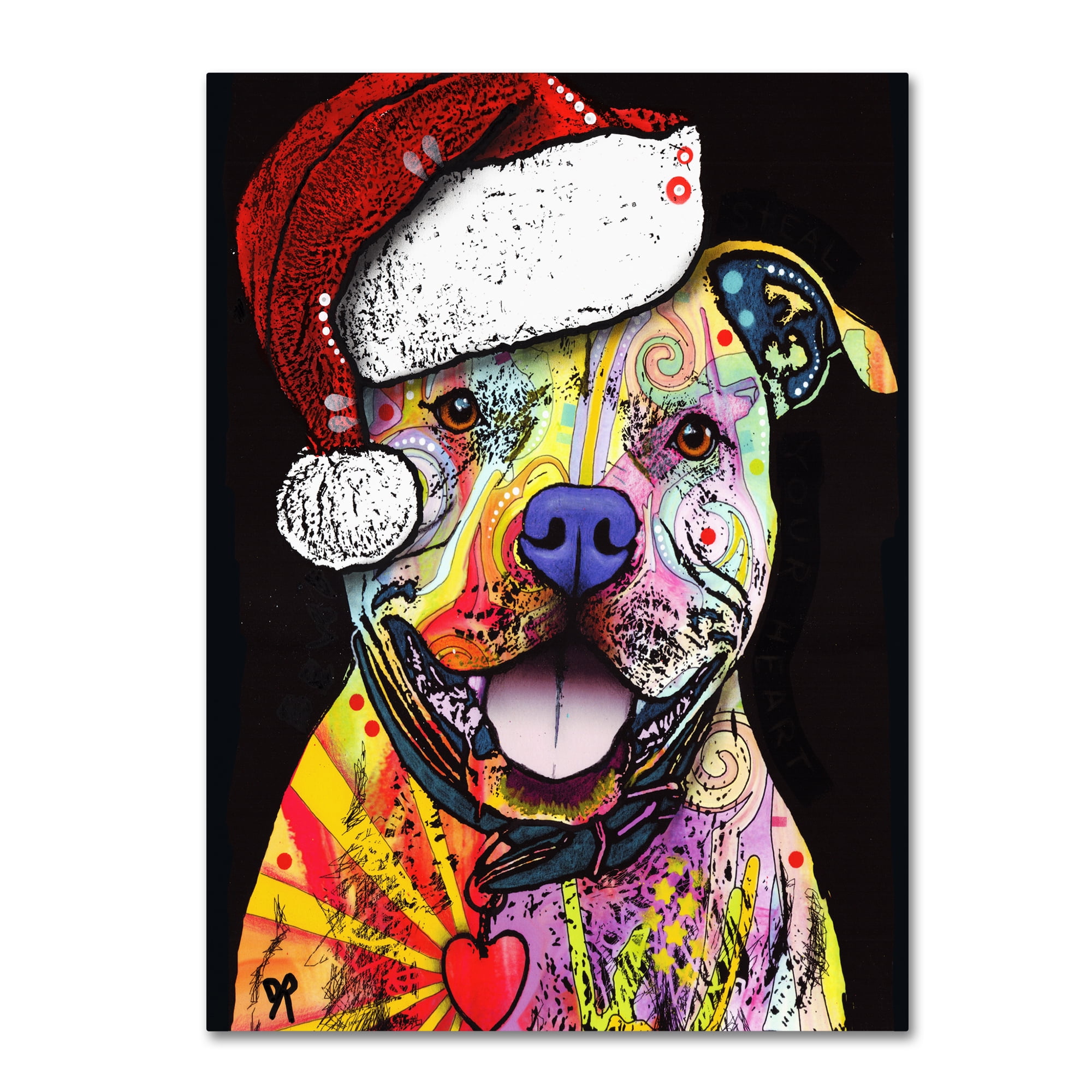 Trademark Fine Art 'Beware of Pit Bulls Christmas Edition' Canvas Art by Dean Russo