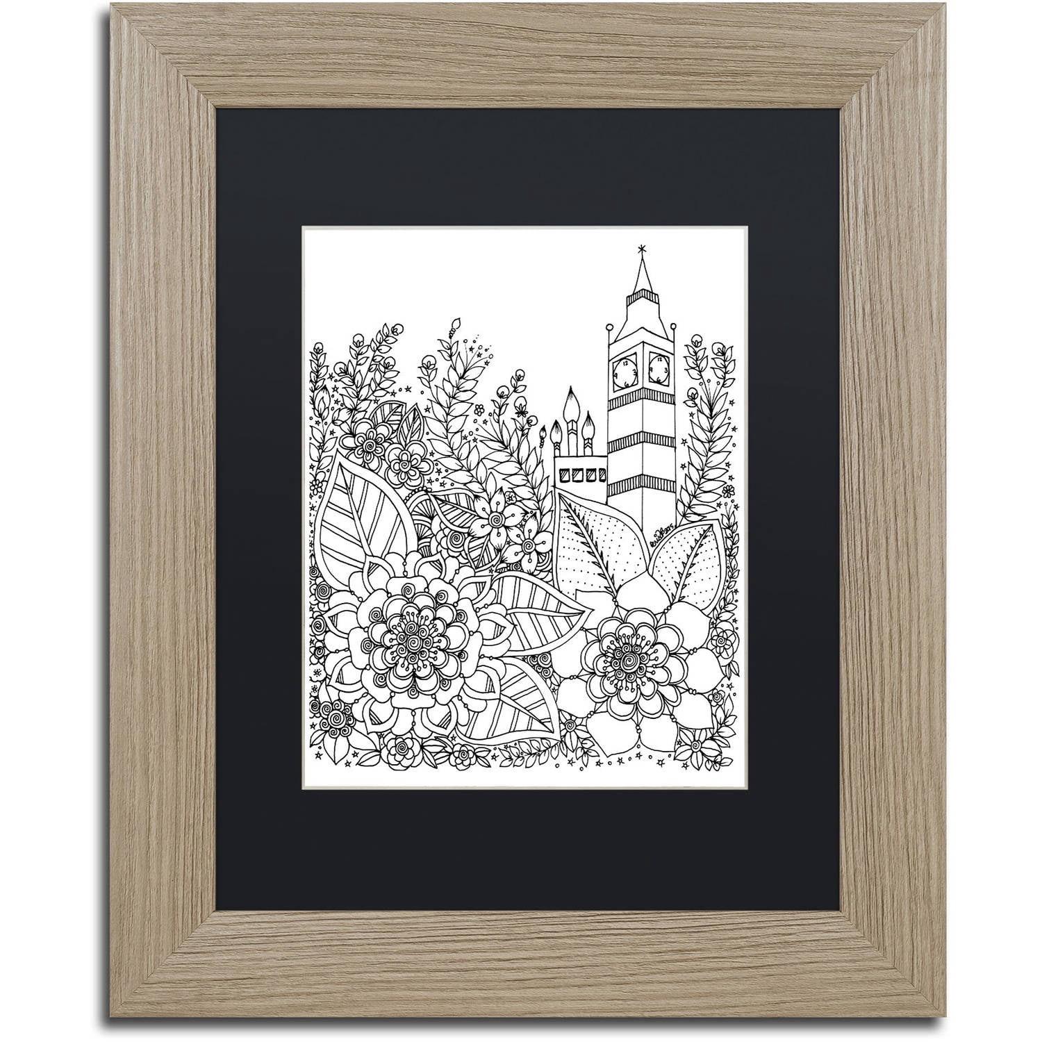 Trademark Fine Art "Big Ben" Canvas Art by KCDoodleArt Black Matte, Birch Frame
