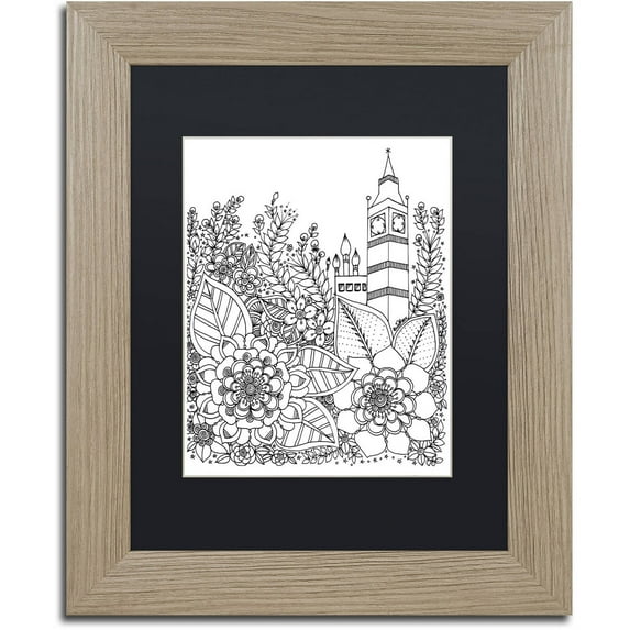 Trademark Fine Art "Big Ben" Canvas Art by KCDoodleArt Black Matte, Birch Frame