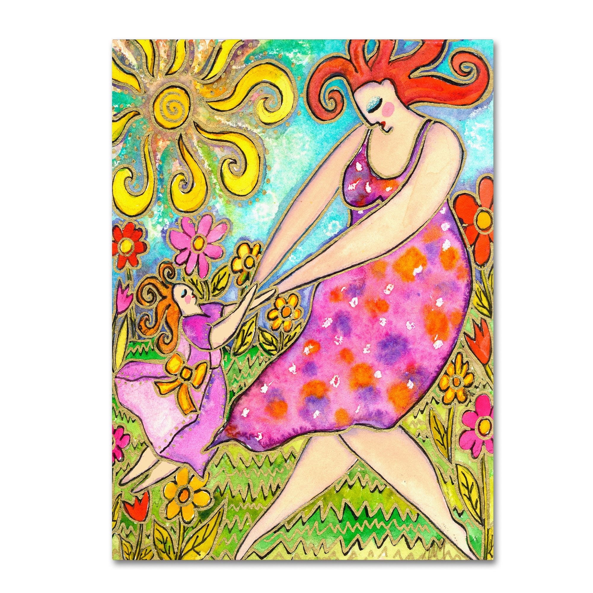 Vibrant Mother and Daughter Spinning Canvas Art