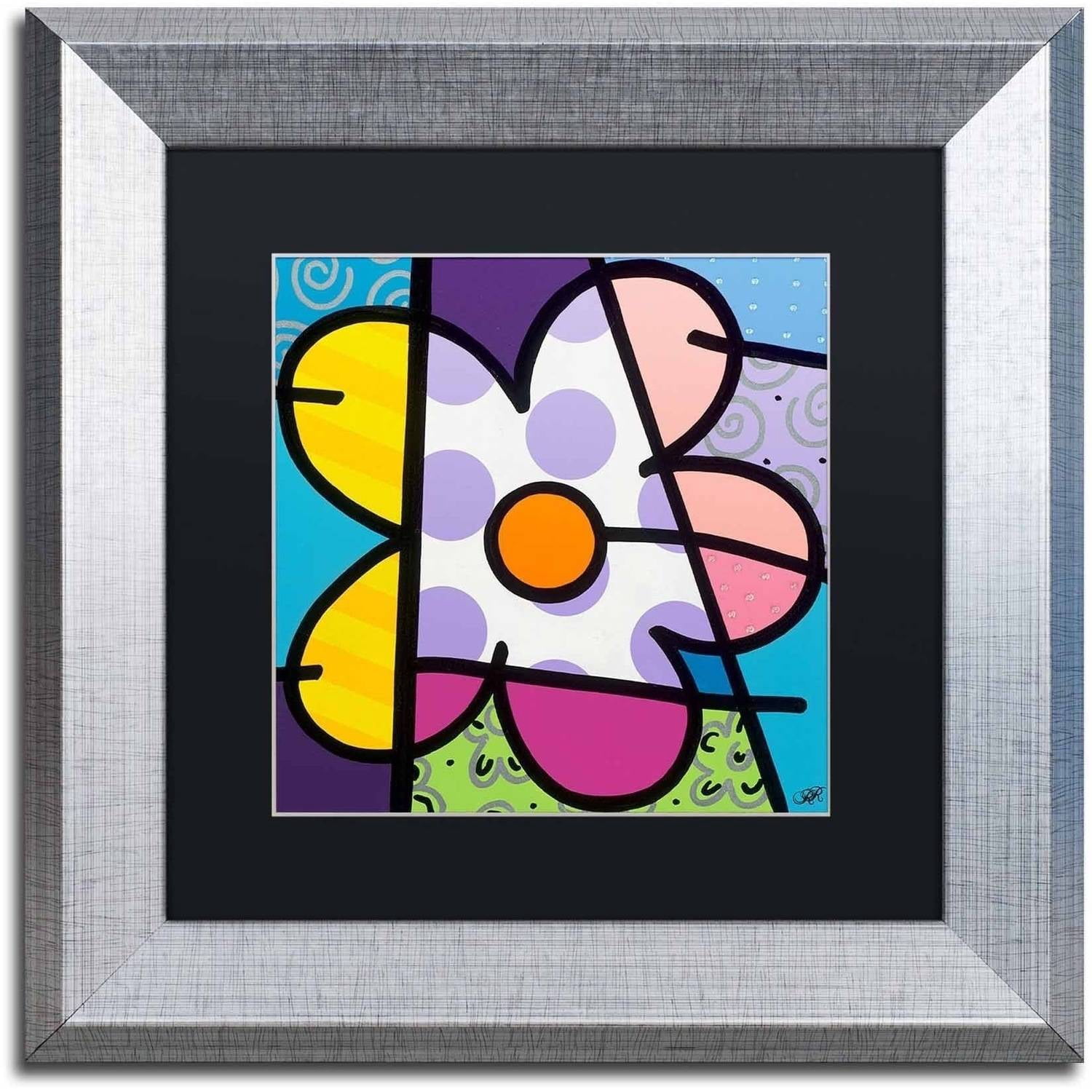 Trademark Fine Art 'Big Flower I' Canvas Art by Roberto Rafael, Black Matte, Silver Frame
