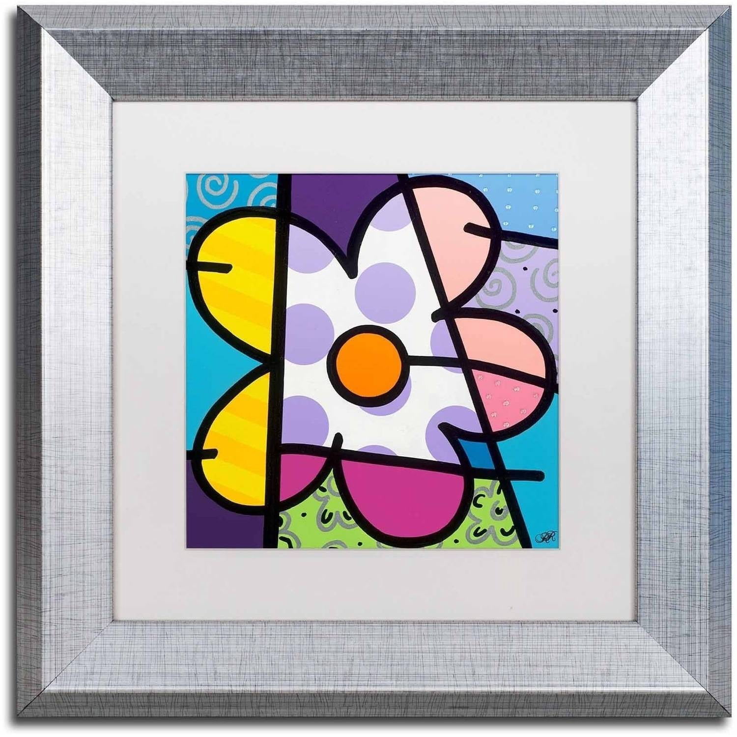 Trademark Fine Art 'Big Flower I' Canvas Art by Roberto Rafael, White Matte, Silver Frame