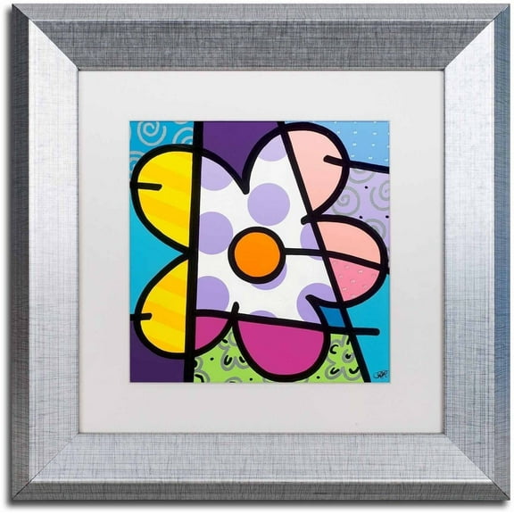 Trademark Fine Art 'Big Flower I' Canvas Art by Roberto Rafael, White Matte, Silver Frame