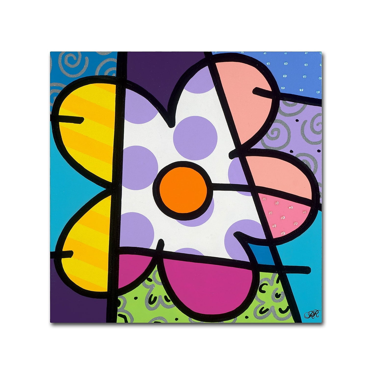 Colorful Abstract Geometric Flower Canvas Art Print