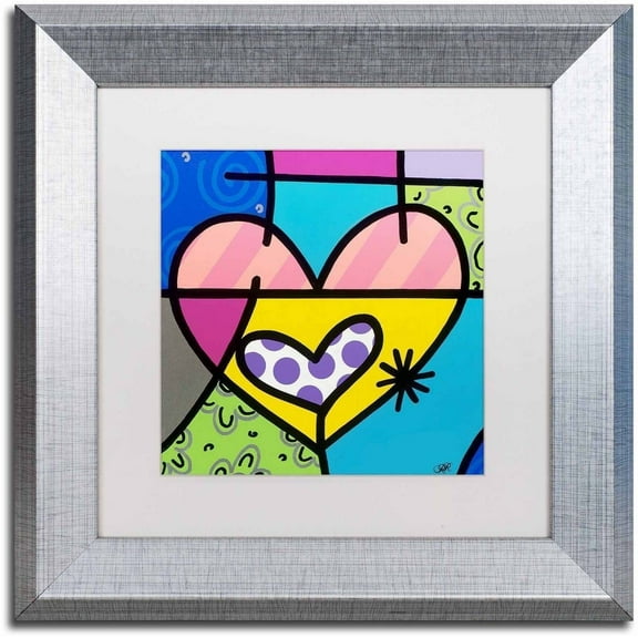 Trademark Fine Art 'Big Heart I' Canvas Art by Roberto Rafael, White Matte, Silver Frame