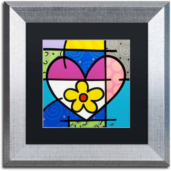 Trademark Fine Art 'Big Heart II' Canvas Art by Roberto Rafael, Black Matte, Silver Frame