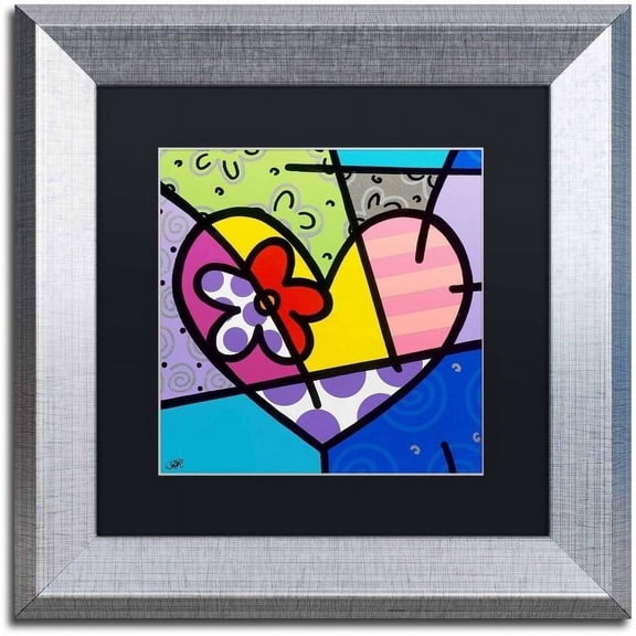 Trademark Fine Art 'Big Heart III' Canvas Art by Roberto Rafael, Black Matte, Silver Frame