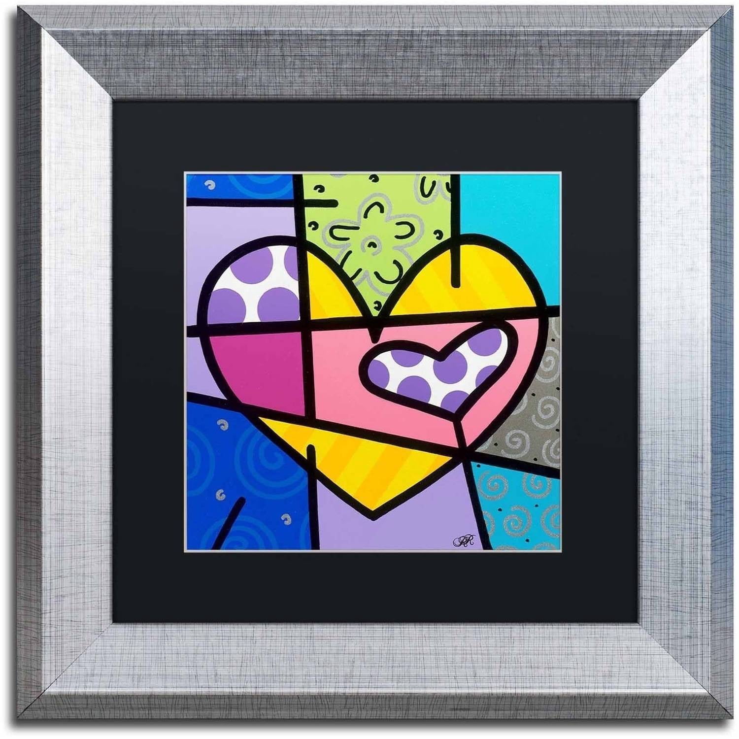Trademark Fine Art 'Big Heart IV' Canvas Art by Roberto Rafael, Black Matte, Silver Frame