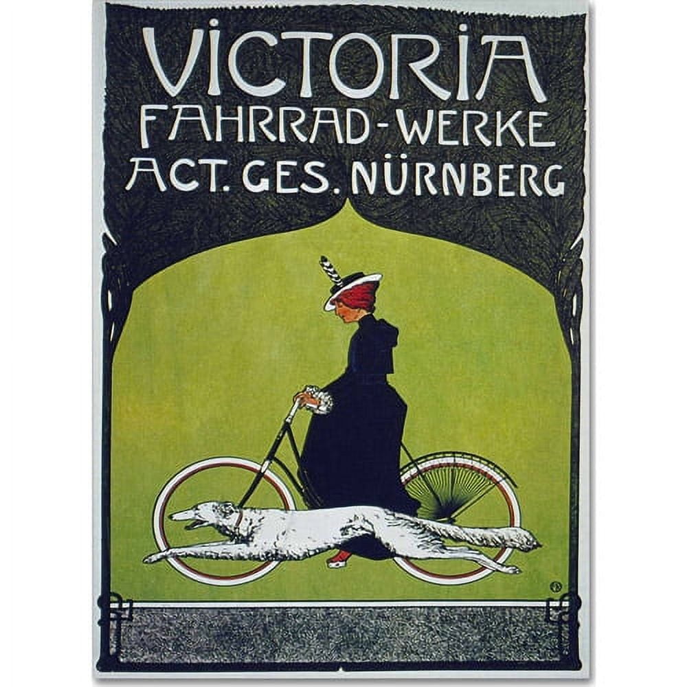 Vintage Bicycle and Dog Art Print on Canvas, 16" x 24"