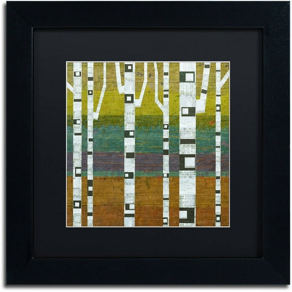 Trademark Fine Art "Birches 2.0" Canvas Art by Michelle Calkins, Black Matte, Black Frame