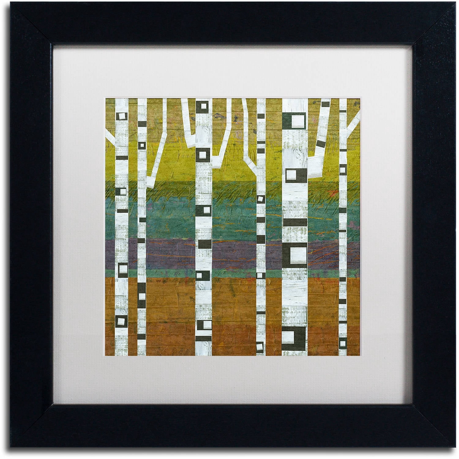 Trademark Fine Art "Birches 2.0" Canvas Art by Michelle Calkins, White Matte, Black Frame