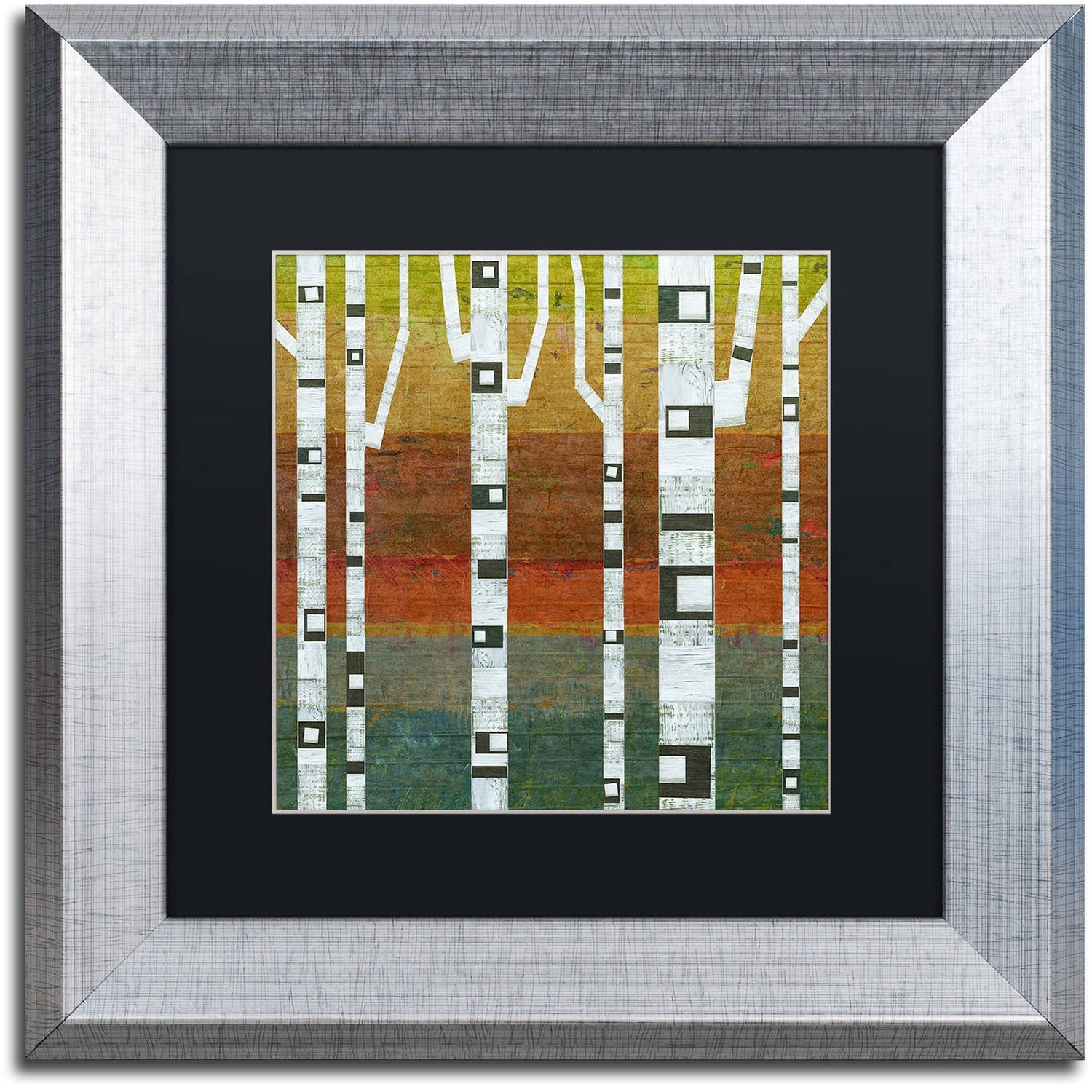 Trademark Fine Art "Birches" Canvas Art by Michelle Calkins, Black Matte, Silver Frame