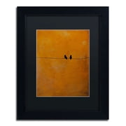 Trademark Fine Art Bird Pair Yellow Canvas Art by Nicole Dietz, Black Matte, Black Frame