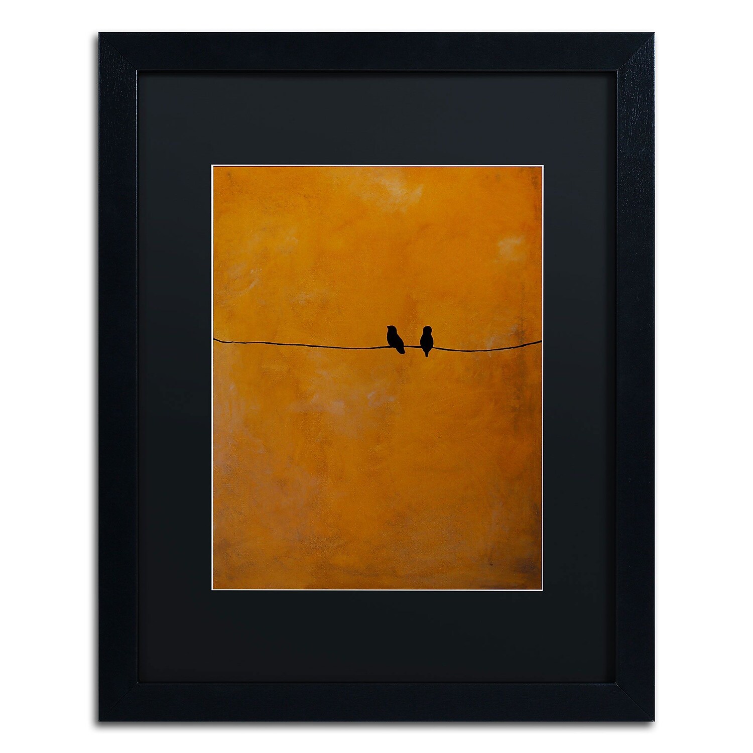 Trademark Fine Art "Bird Pair Yellow" Canvas Art by Nicole Dietz, Black Matte, Black Frame