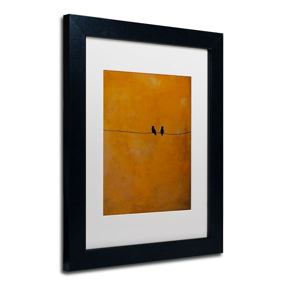 Trademark Fine Art "Bird Pair Yellow" Canvas Art by Nicole Dietz, White Matte/Black Frame