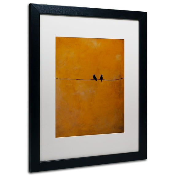 Trademark Fine Art "Bird Pair Yellow" Canvas Art by Nicole Dietz, White Matte/Black Frame