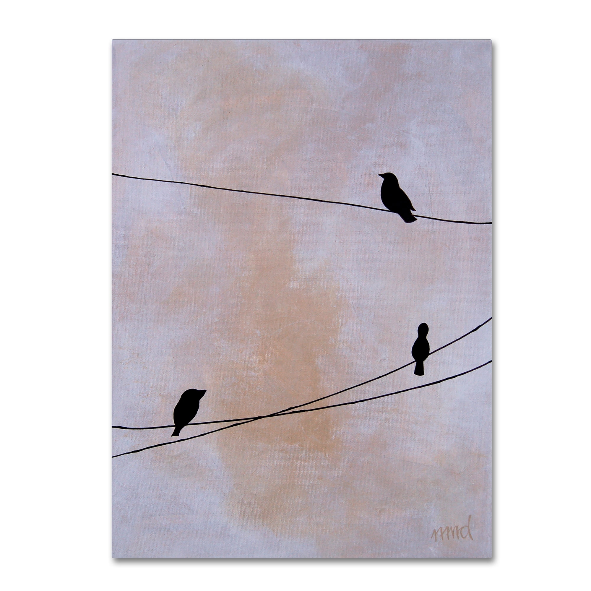 Trademark Fine Art 'Bird on Wire White' Canvas Art by Nicole Dietz