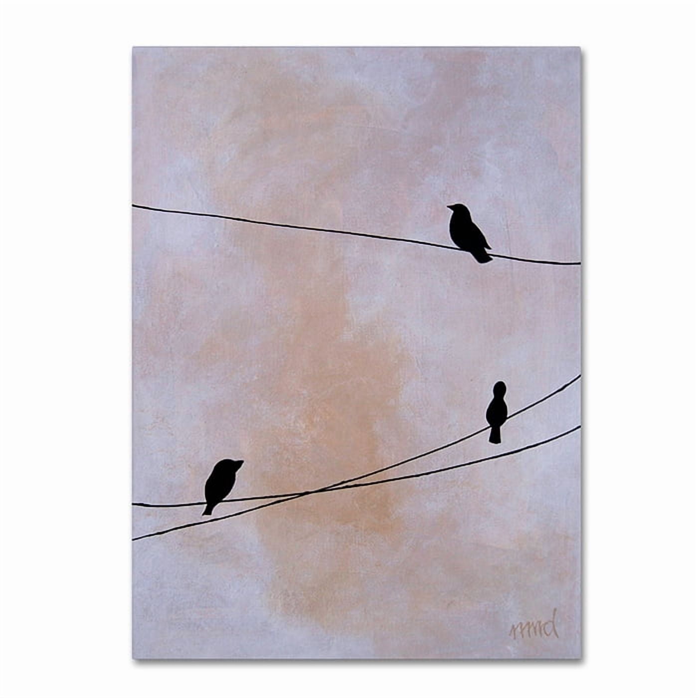 Nicole Dietz 'Bird on Wire White' 14 x 19 Canvas Art